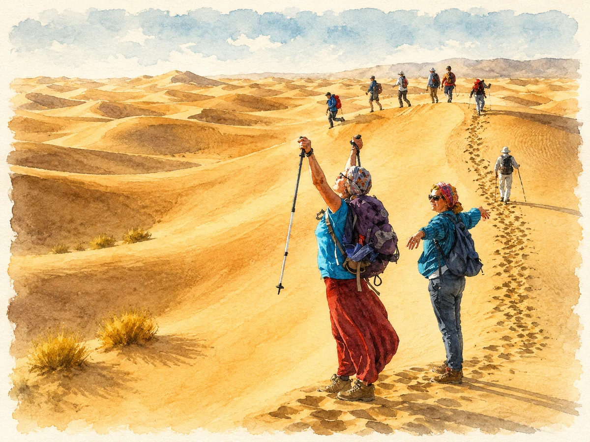 Family hike in the Atlas Mountains