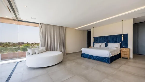 Villa Helena bedroom with freestanding bathtub