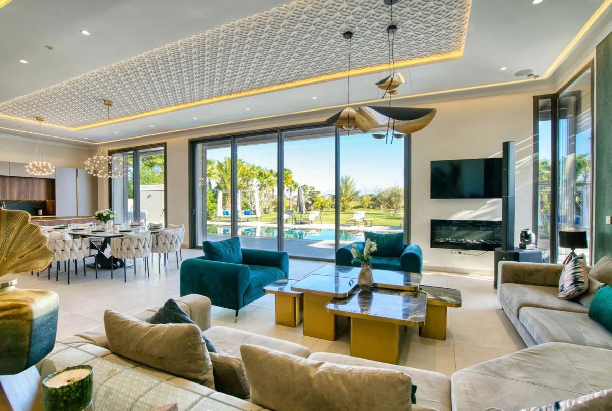 Villa Jordana living room with garden views